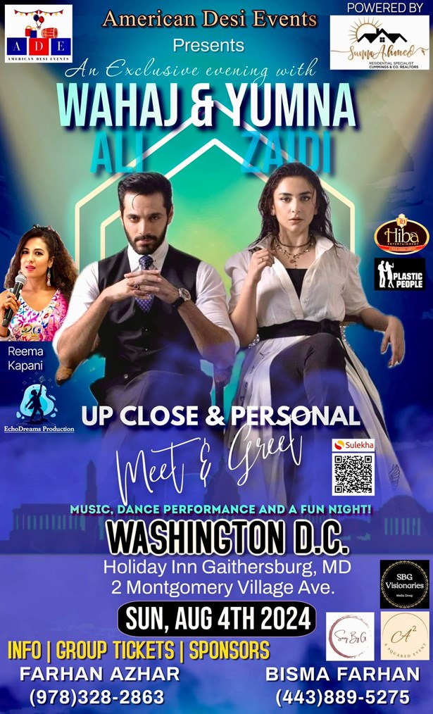 An Exclusive Evening With Wahaj Ali & Yumna Zaidi Live In D.C