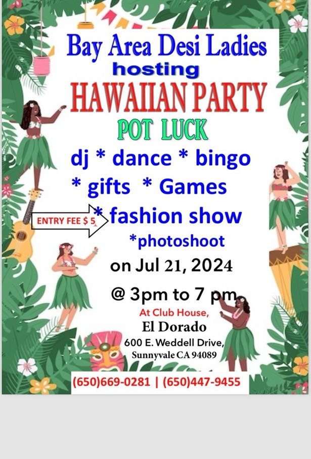 Bay Area Desi Ladies Presents Hawaiian Party in Sunnyvale