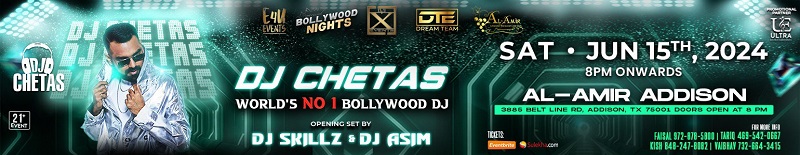 Bollywood Nights With World's No.1 Bollywood DJ - DJ CHETAS in Dallas- TX