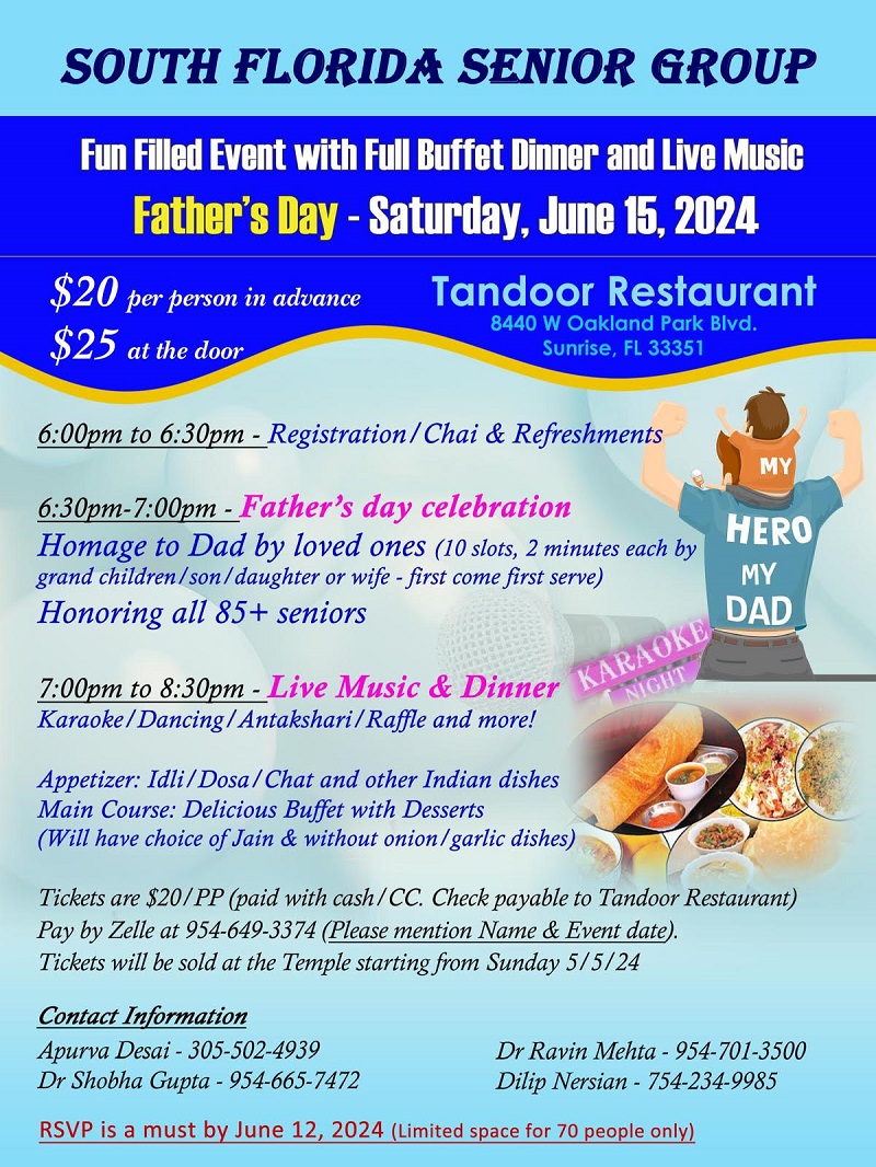 Father's Day Celebration - Fun Filled Event With Full Buffet Dinner and Live Music