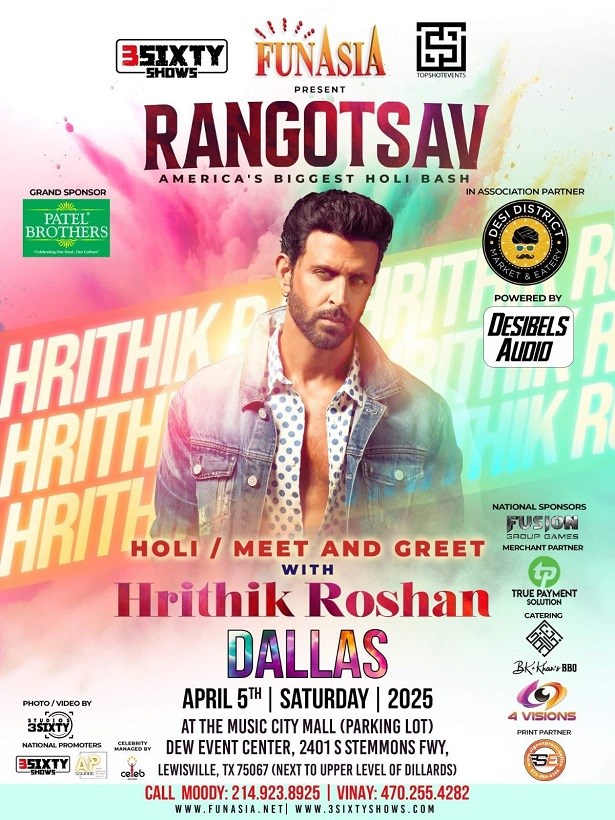 Holi Meet and Greet with Hrithik Roshan - Dallas