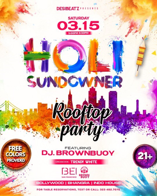 Holi Sundowner (Rooftop Bollywood Party)