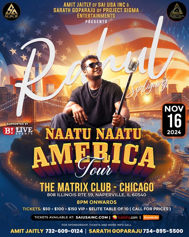 Naatu Naatu Tour - Rahul Sipligunj Live in Concert Illinois 2024