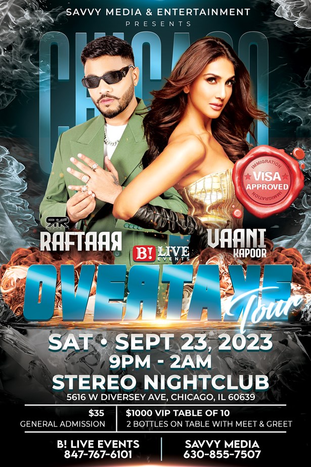 Over Take Tour With Raftaar And Vaani Kapoor Live In Chicago 2023