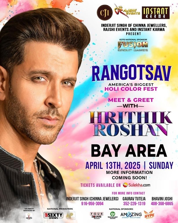 Rangostav Holi Meet and Greet with Hrithik Roshan - Bay Area