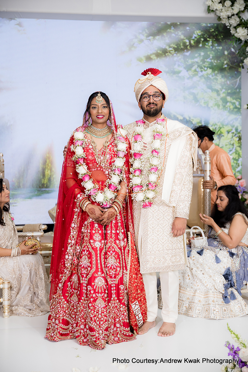 Indian wedding couple after wedding rituals