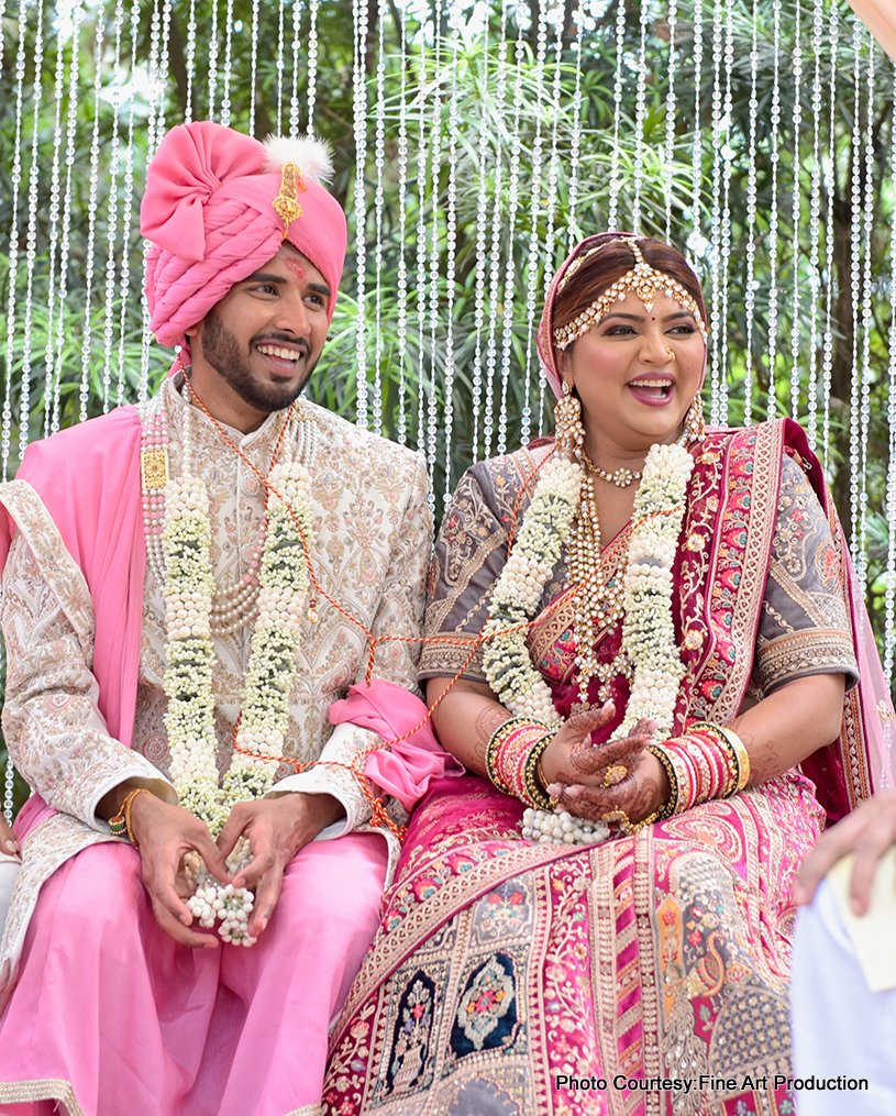 Happiest indian wedding couple after wedding rituals