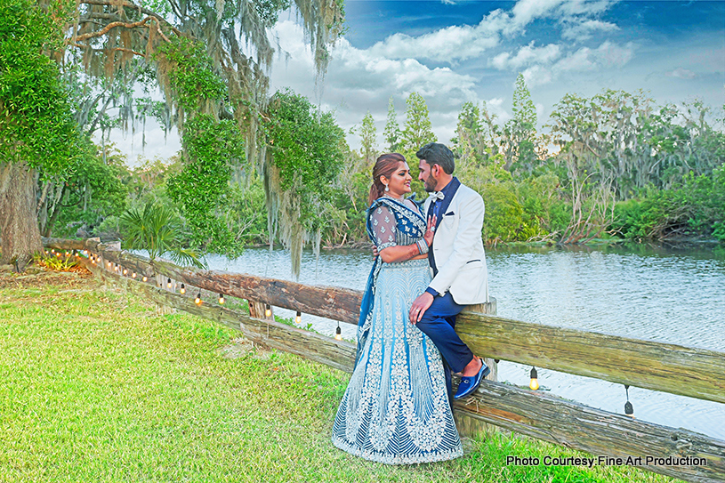 Indian wedding couple photoshoot at outdoor location