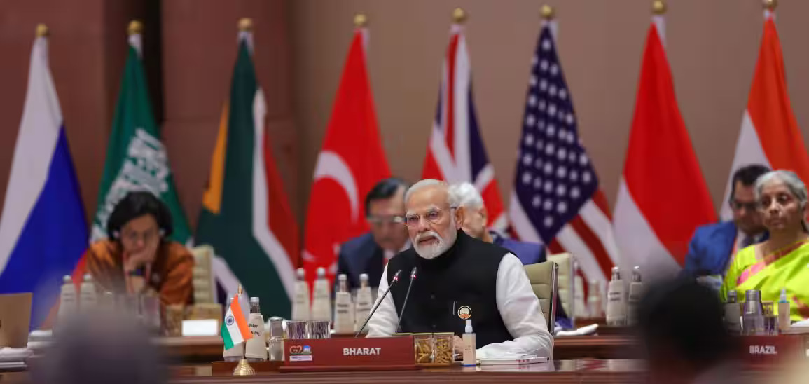 Prime Minister Narendra D Modi delivers his remarks during Session 3 of the G20 Summit