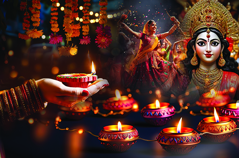 image represents celebrating diwali festival